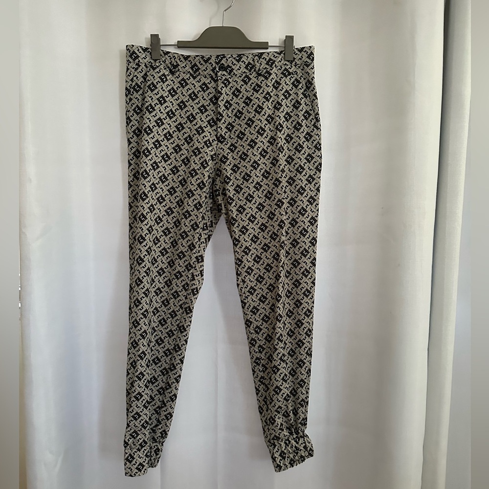 J.Lindeberg Golf Cuff Jogger Prints Pants, Gold & Black Monogram Check, 34x32